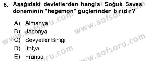 Uluslararası Politik Ekonomi Dersi 2022 - 2023 Yılı Yaz Okulu Sınav Soruları 8. Soru