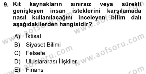 Uluslararası Politik Ekonomi Dersi 2022 - 2023 Yılı Yaz Okulu Sınav Soruları 9. Soru