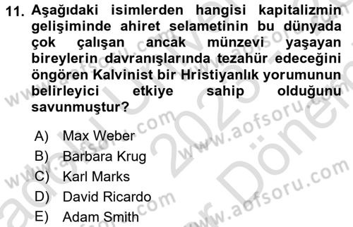 Uluslararası Politik Ekonomi Dersi 2023 - 2024 Yılı (Final) Dönem Sonu Sınav Soruları 11. Soru