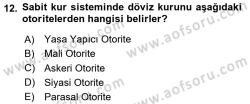 Uluslararası Politik Ekonomi Dersi 2023 - 2024 Yılı (Final) Dönem Sonu Sınav Soruları 12. Soru