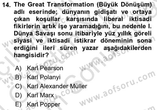 Uluslararası Politik Ekonomi Dersi 2023 - 2024 Yılı (Final) Dönem Sonu Sınav Soruları 14. Soru