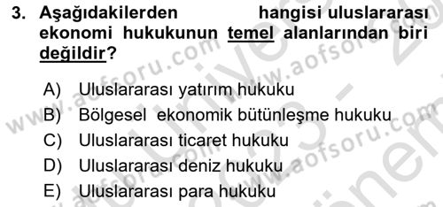 Uluslararası Politik Ekonomi Dersi 2023 - 2024 Yılı (Final) Dönem Sonu Sınav Soruları 3. Soru