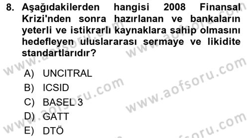 Uluslararası Politik Ekonomi Dersi 2023 - 2024 Yılı (Final) Dönem Sonu Sınav Soruları 8. Soru