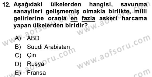 Uluslararası Politik Ekonomi Dersi 2023 - 2024 Yılı Yaz Okulu Sınav Soruları 12. Soru