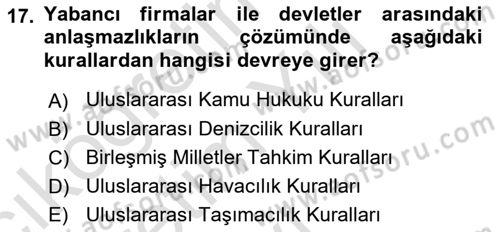 Uluslararası Politik Ekonomi Dersi 2023 - 2024 Yılı Yaz Okulu Sınav Soruları 17. Soru