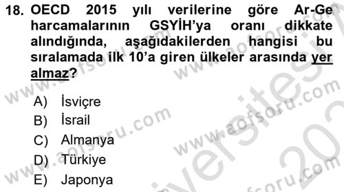Uluslararası Politik Ekonomi Dersi 2024 - 2025 Yılı (Vize) Ara Sınav Soruları 18. Soru