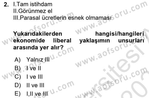 Uluslararası Politik Ekonomi Dersi 2024 - 2025 Yılı (Vize) Ara Sınav Soruları 2. Soru