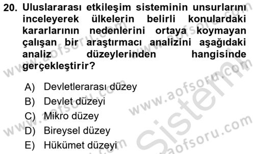 Uluslararası Politik Ekonomi Dersi 2024 - 2025 Yılı (Vize) Ara Sınav Soruları 20. Soru