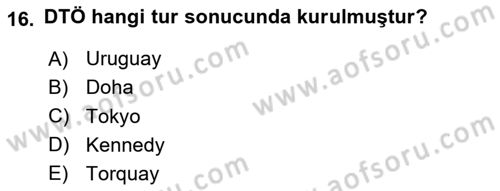 Uluslararası Politik Ekonomi Dersi 2024 - 2025 Yılı (Final) Dönem Sonu Sınav Soruları 16. Soru