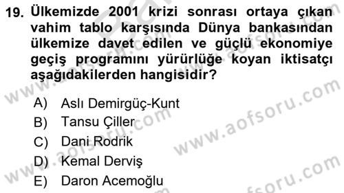 Uluslararası Politik Ekonomi Dersi 2024 - 2025 Yılı (Final) Dönem Sonu Sınav Soruları 19. Soru