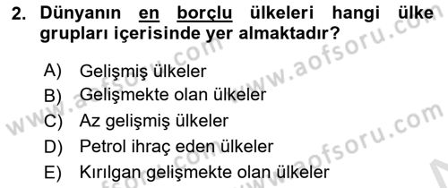 Uluslararası Politik Ekonomi Dersi 2024 - 2025 Yılı (Final) Dönem Sonu Sınav Soruları 2. Soru
