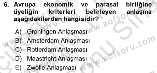 Uluslararası Politik Ekonomi Dersi 2024 - 2025 Yılı (Final) Dönem Sonu Sınav Soruları 6. Soru