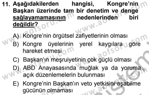 Amerikan Dış Politikası Dersi 2012 - 2013 Yılı (Vize) Ara Sınav Soruları 11. Soru