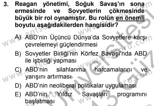 Amerikan Dış Politikası Dersi 2012 - 2013 Yılı (Vize) Ara Sınav Soruları 3. Soru