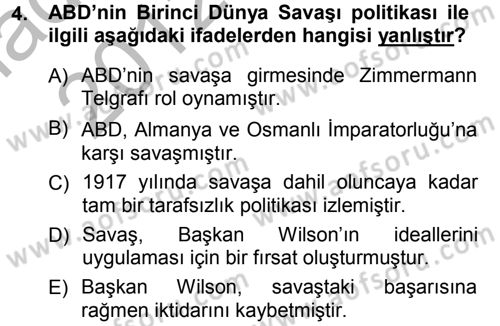 Amerikan Dış Politikası Dersi 2012 - 2013 Yılı (Vize) Ara Sınav Soruları 4. Soru