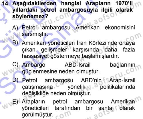 Amerikan Dış Politikası Dersi 2012 - 2013 Yılı (Final) Dönem Sonu Sınavı 14. Soru