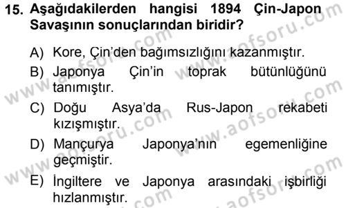 Amerikan Dış Politikası Dersi 2012 - 2013 Yılı (Final) Dönem Sonu Sınavı 15. Soru