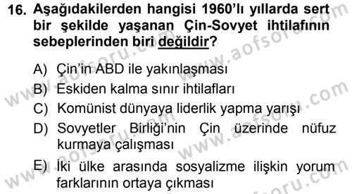 Amerikan Dış Politikası Dersi 2012 - 2013 Yılı (Final) Dönem Sonu Sınavı 16. Soru