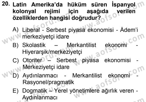 Amerikan Dış Politikası Dersi 2012 - 2013 Yılı (Final) Dönem Sonu Sınavı 20. Soru