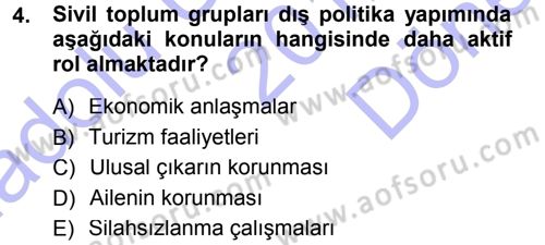 Amerikan Dış Politikası Dersi 2012 - 2013 Yılı (Final) Dönem Sonu Sınavı 4. Soru