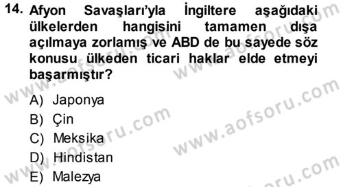 Amerikan Dış Politikası Dersi 2013 - 2014 Yılı (Final) Dönem Sonu Sınav Soruları 14. Soru