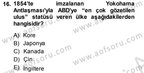 Amerikan Dış Politikası Dersi 2013 - 2014 Yılı Tek Ders Sınav Soruları 16. Soru