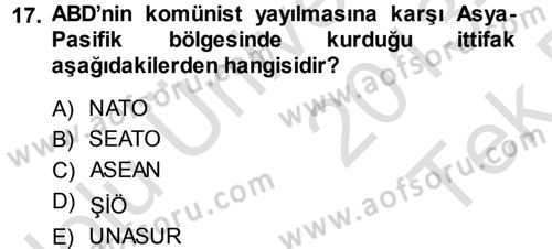 Amerikan Dış Politikası Dersi 2013 - 2014 Yılı Tek Ders Sınav Soruları 17. Soru