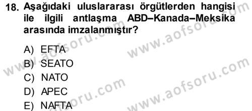 Amerikan Dış Politikası Dersi 2013 - 2014 Yılı Tek Ders Sınav Soruları 18. Soru