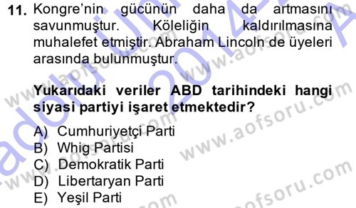 Amerikan Dış Politikası Dersi 2014 - 2015 Yılı (Vize) Ara Sınav Soruları 11. Soru