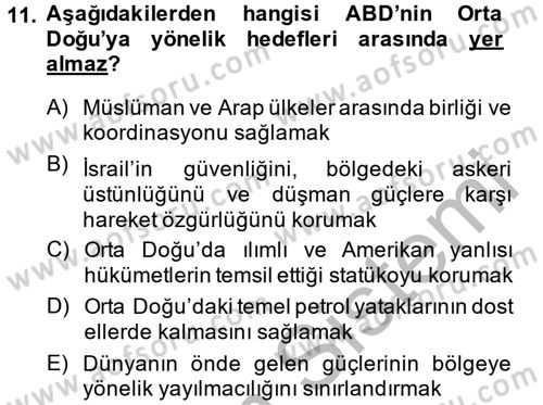 Amerikan Dış Politikası Dersi 2014 - 2015 Yılı (Final) Dönem Sonu Sınav Soruları 11. Soru