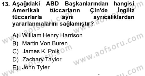 Amerikan Dış Politikası Dersi 2014 - 2015 Yılı (Final) Dönem Sonu Sınav Soruları 13. Soru