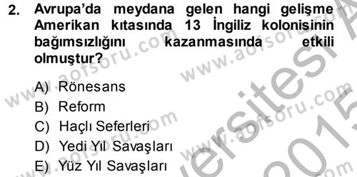 Amerikan Dış Politikası Dersi 2014 - 2015 Yılı (Final) Dönem Sonu Sınav Soruları 2. Soru