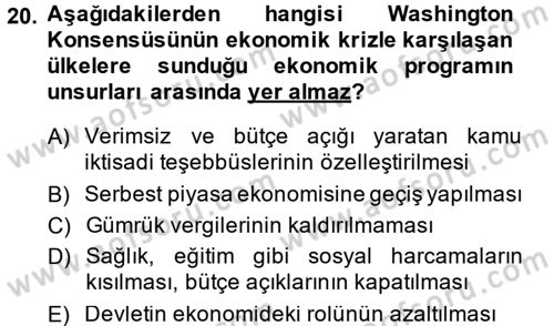 Amerikan Dış Politikası Dersi 2014 - 2015 Yılı (Final) Dönem Sonu Sınav Soruları 20. Soru