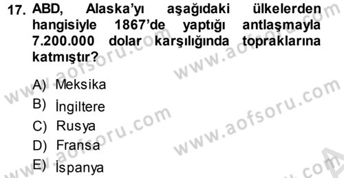Amerikan Dış Politikası Dersi 2014 - 2015 Yılı Tek Ders Sınav Soruları 17. Soru