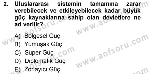 Amerikan Dış Politikası Dersi 2014 - 2015 Yılı Tek Ders Sınav Soruları 2. Soru