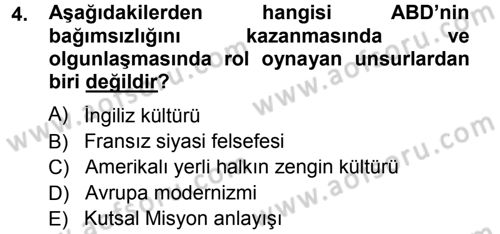 Amerikan Dış Politikası Dersi 2014 - 2015 Yılı Tek Ders Sınavı 4. Soru