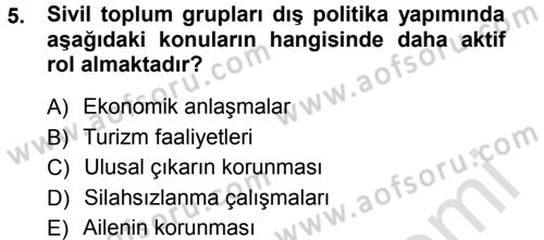 Amerikan Dış Politikası Dersi 2014 - 2015 Yılı Tek Ders Sınav Soruları 5. Soru