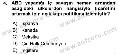 Amerikan Dış Politikası Dersi 2015 - 2016 Yılı (Vize) Ara Sınavı 4. Soru