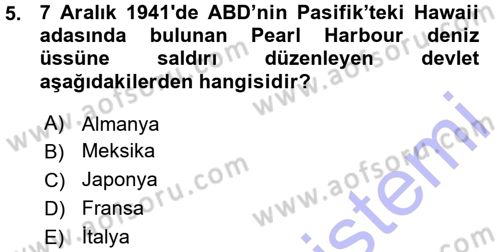 Amerikan Dış Politikası Dersi 2015 - 2016 Yılı (Vize) Ara Sınavı 5. Soru