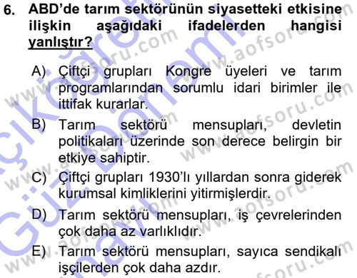 Amerikan Dış Politikası Dersi 2015 - 2016 Yılı (Vize) Ara Sınavı 6. Soru