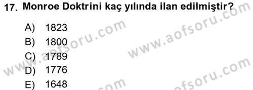 Amerikan Dış Politikası Dersi 2015 - 2016 Yılı (Final) Dönem Sonu Sınav Soruları 17. Soru