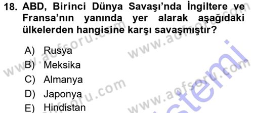 Amerikan Dış Politikası Dersi 2015 - 2016 Yılı (Final) Dönem Sonu Sınav Soruları 18. Soru