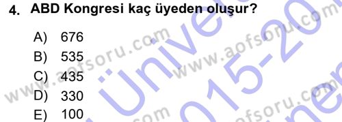 Amerikan Dış Politikası Dersi 2015 - 2016 Yılı (Final) Dönem Sonu Sınav Soruları 4. Soru