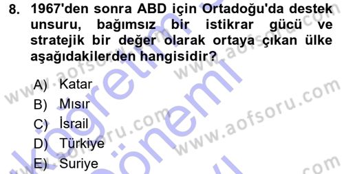 Amerikan Dış Politikası Dersi 2015 - 2016 Yılı (Final) Dönem Sonu Sınav Soruları 8. Soru