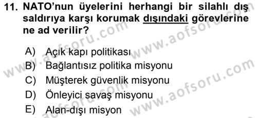 Amerikan Dış Politikası Dersi 2015 - 2016 Yılı Tek Ders Sınav Soruları 11. Soru