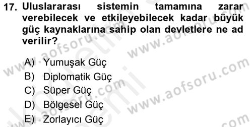 Amerikan Dış Politikası Dersi 2015 - 2016 Yılı Tek Ders Sınav Soruları 17. Soru