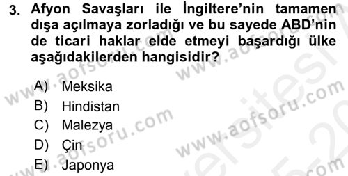 Amerikan Dış Politikası Dersi 2015 - 2016 Yılı Tek Ders Sınav Soruları 3. Soru