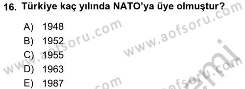 Amerikan Dış Politikası Dersi 2016 - 2017 Yılı 3 Ders Sınav Soruları 16. Soru