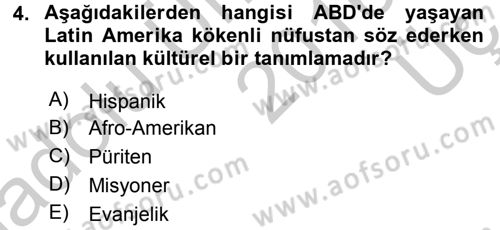 Amerikan Dış Politikası Dersi 2016 - 2017 Yılı 3 Ders Sınav Soruları 4. Soru