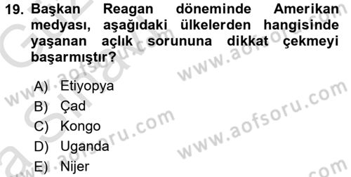 Amerikan Dış Politikası Dersi Ara Sınavı Deneme Sınav Soruları 19. Soru